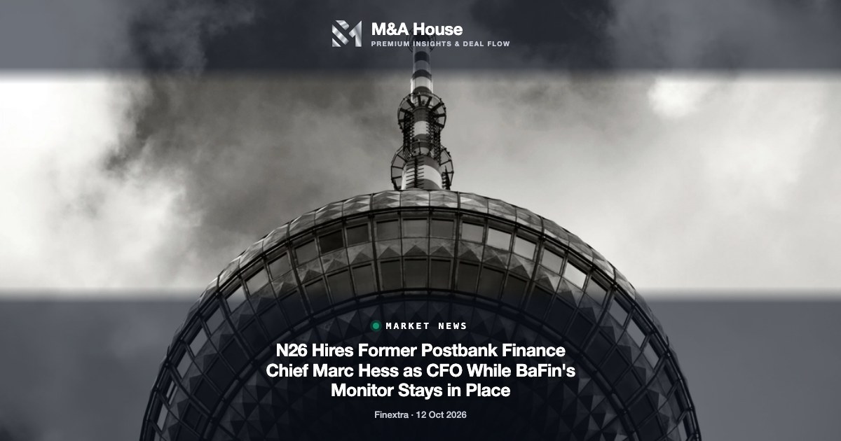 N26 Hires Former Postbank Finance Chief Marc Hess as CFO While BaFin's Monitor Stays in Place